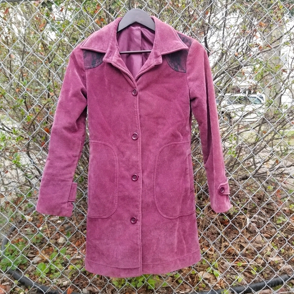 Jackets & Blazers - Long collar plum button up corduroy jacket S